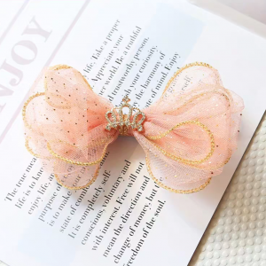 Pink Lace Crown Hair bow